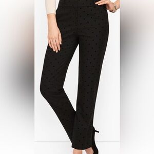 Talbots Black Dress Pants Hampshire Ankle Size 10 Velvet Flocked Hearts
